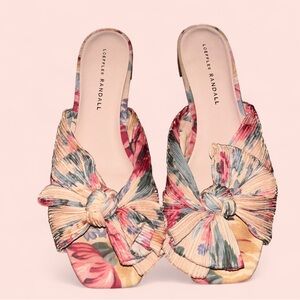 Loeffler Randall Cream and Pink Bow Sandals